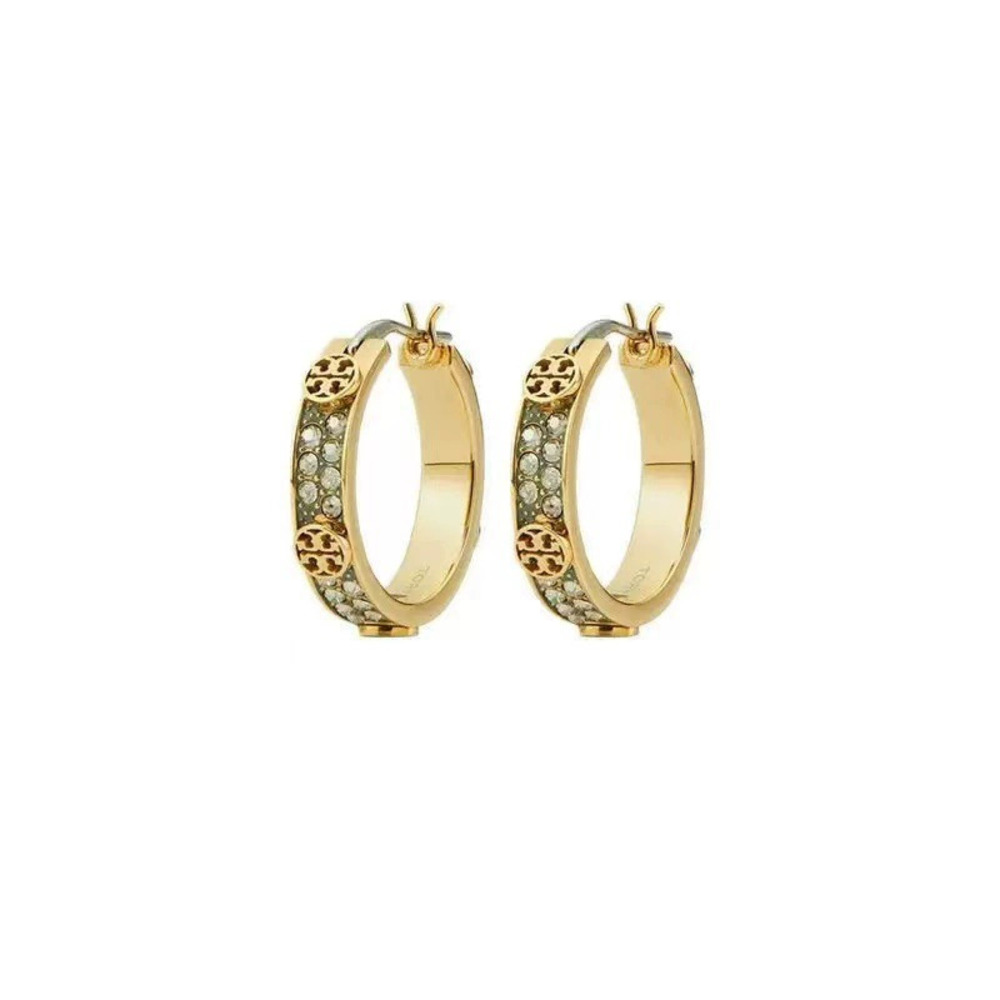 Tory Burch Full Diamond Gold Plated Copper Earrings